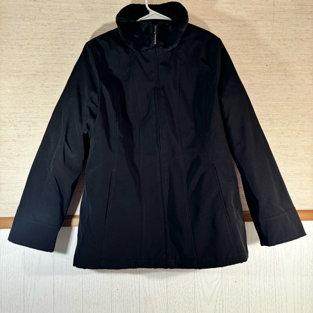 Platinum Utex BLack Faux Fur Warm Coat Size Medium